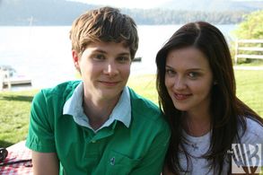 Devin Crittenden as Drew and Heather Ann Davis as Olivia on the set of The Lake