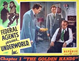 Kirk Alyn, Roy Barcroft, Rosemary La Planche, and James Dale in Federal Agents vs. Underworld, Inc. (1949)