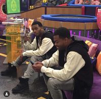 Joshua Triplett and Kel Mitchell on set of GameShakers.