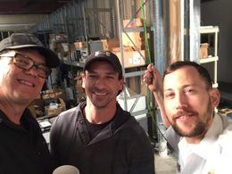 On the set of Alien Code aka The Men with stunt man Brett Newton