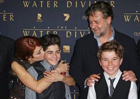 Olga Kurylenko, Dylan Georgiades, Russell Crowe and Ben Norris at the Melbourne Premiere of The Water Diviner