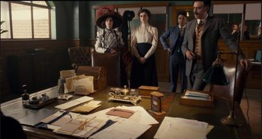 Stephen Mangan, Michael Weston, Natalie Krill, and Rebecca Liddiard in Houdini and Doyle (2016)