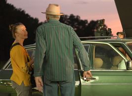 Anna Gutto and Morgan Freeman on set for Paradise Highway