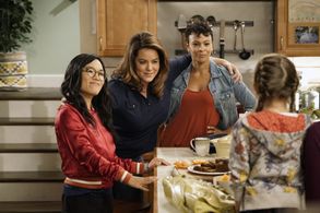 Katy Mixon, Ali Wong, Julia Butters, and Carly Hughes in American Housewife (2016)