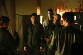 Adam Baldwin, Nathan Fillion, and Peter Jang in Castle (2009)