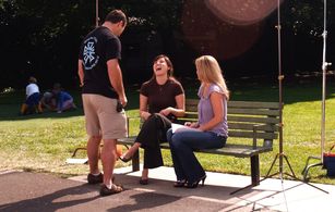 On set of Miracle of the Widow with cast members