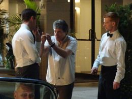 On set for The Right Stuff