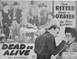 Ray Bennett, Rebel Randall, Marjorie Clements, Charles King, Ted Mapes, Dave O'Brien, Tex Ritter, and Guy Wilkerson in D