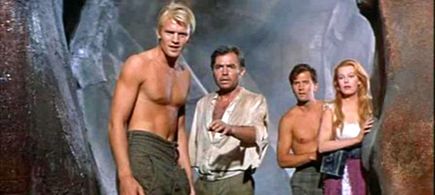 James Mason, Pat Boone, Arlene Dahl, and Peter Ronson in Journey to the Center of the Earth (1959)