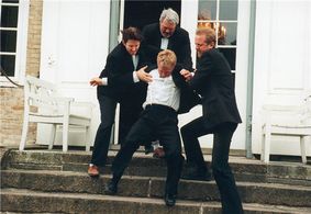 Thomas Bo Larsen, Lasse Lunderskov, and Ulrich Thomsen in The Celebration (1998)