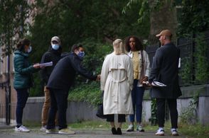 Marcus Markou on the set of The Wife and Her House Husband