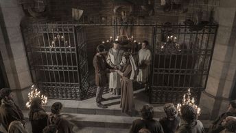 Tristán Ulloa, Pablo Derqui, Ariadna Castellano, and Aitor Luna in Cathedral of the Sea (2018)