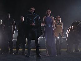 Ken Leung, Anson Mount, Serinda Swan, Eme Ikwuakor, and Isabelle Cornish in Inhumans (2017)