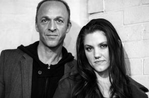 Paul Gerrard with Amanda Collins at a publicity event for Brief Candle Productions (July 8, 2014)