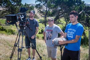 On the set of 'Majestic Vineyard' February 2016. Camera Operator, Daniel Wye, 1st AD, Aaron Falvey and Boom Operator, Sa