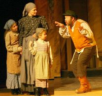 Tevye in Fiddler on the Roof with Laura Turnbull, Arielle Hoffman, Liana Hoffman