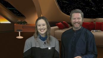 Bryan Kreutz and Lili Fox-Lim in A Captain's Log (2021)