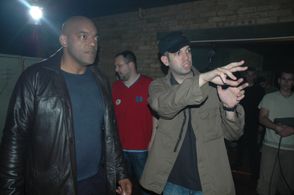 Milan Todorovic and Ken Foree on the set of Zone of the Dead