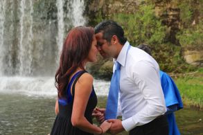 Miriama (Ebony Tuhaka) and Arapeta (Shane Luke) at the Rere Falls, the mystic waterfalls which have shaped their destiny