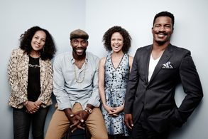 Gina Prince-Bythewood, Nate Parker, Gugu Mbatha-Raw, and Amar'e Stoudemire at an event for Beyond the Lights (2014)