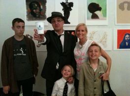 Nick Egan with wife Ann and three children, Roman (far left) Ava (front centre) and Dashiell (far right)