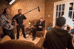 On set for Artificial Loyalty with Richard Tyson.