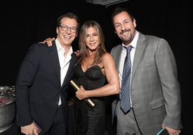 Jennifer Aniston, Adam Sandler, and Sean Hayes at an event for The E! People's Choice Awards (2019)