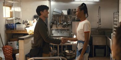 Kita Updike and Ilan Eskenazi in The Horror of Dolores Roach (2023)