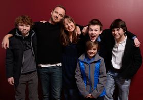 Kat Candler, Aaron Paul, Deke Garner, Josh Wiggins, Dylan Cole, and Camron Owens at an event for Hellion (2014)