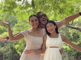 On set of The Garcias HBO Max alongside Nitzia Chama and Maeve Garay