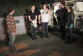 Jesse Tyler Ferguson, Sarah Hyland, Eric Stonestreet, Reid Ewing, Ben Seaward, and Ben Le Jeune in Modern Family (2009)