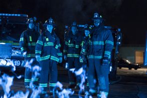 Jaina Lee Ortiz, Danielle Savre, Jay Hayden, Grey Damon, and Okieriete Onaodowan in Station 19 (2018)