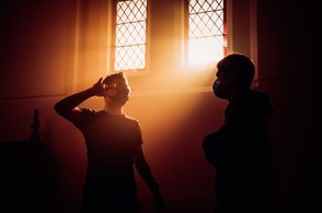 Anthony Littlechild explains the next shot with Focus Puller Shawkat Husseini