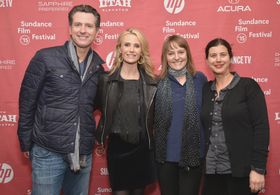 Jessica Congdon, Jennifer Siebel Newsom, Gavin Newsom, and Jessica Anthony at an event for The Mask You Live In (2015)