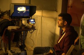 Basil Khalil on set of Ave Maria