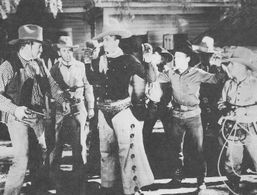 Buzz Barton, Rex Bell, Jack King, Lew Meehan, and Milburn Morante in Gunfire (1934)
