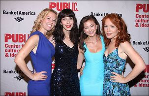 Audrey Lynn Weston with Patti Murin, Kimiko Glenn and Maria Thayer at opening night of 