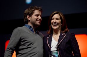 Kathleen Kennedy and Gareth Edwards at an event for Rogue One: A Star Wars Story (2016)