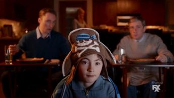 L to R: Joshua Close, Spencer Drever & Martin Freeman in a scene from Fargo (2014)