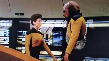 Michael Dorn and Tracee Cocco in Star Trek: The Next Generation (1987)