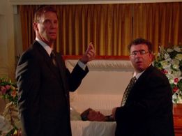 Saul Rubinek, Lou Cutell, and Bob Einstein in Curb Your Enthusiasm (2000)