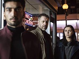 Paddy Considine, Bel Powley, and Nabhaan Rizwan in Informer (2018)