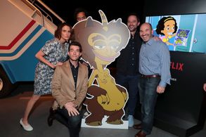 Jessi Klein, Jason Mantzoukas, Nick Kroll, John Mulaney, and Andrew Goldberg at an event for Big Mouth (2017)