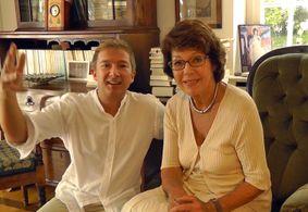 with Marianne Koch, filming 