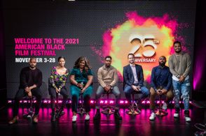 Dan Goor, Grasie Mercedes, Nicole Byer, Aaron Jennings, Phil Augusta Jackson, and Justin Cunningham at an event for Gran