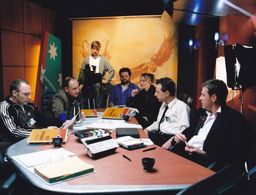 On set with cast and crew in the 1998 feature film 