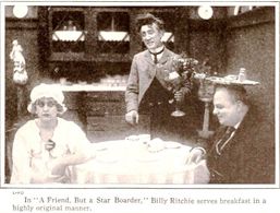 Billie Ritchie, Gene Rogers, and Peggy Pearce in A Friend, But a Star Boarder (1916)