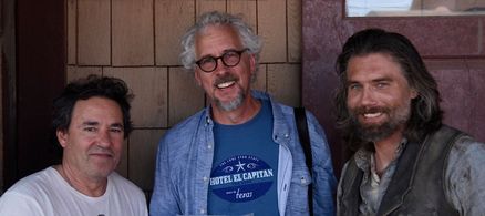 Hell On Wheels - on set west of Calgary, AB: L-R John Wirth (Show runner),Rick Clark (Music Supervisor),Anson Mount (P