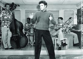 Elvis Presley, Mike Stoller, Bill Black, D.J. Fontana, and Scotty Moore in Jailhouse Rock (1957)