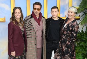 Robert Downey Jr., Emma Thompson, Susan Downey, and Tom Holland at an event for Dolittle (2020)